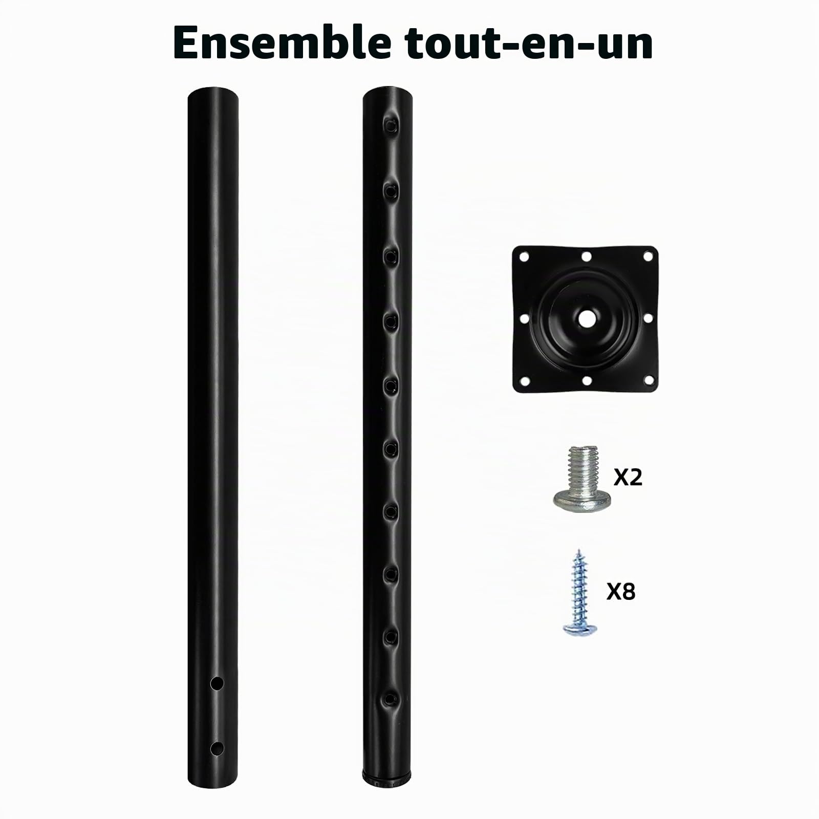 QLLY Pied de Table réglable en métal, 60 à 100 cm, Pied de Bureau à Domicile, Ensemble de Pieds de Meubles (1, Noir)