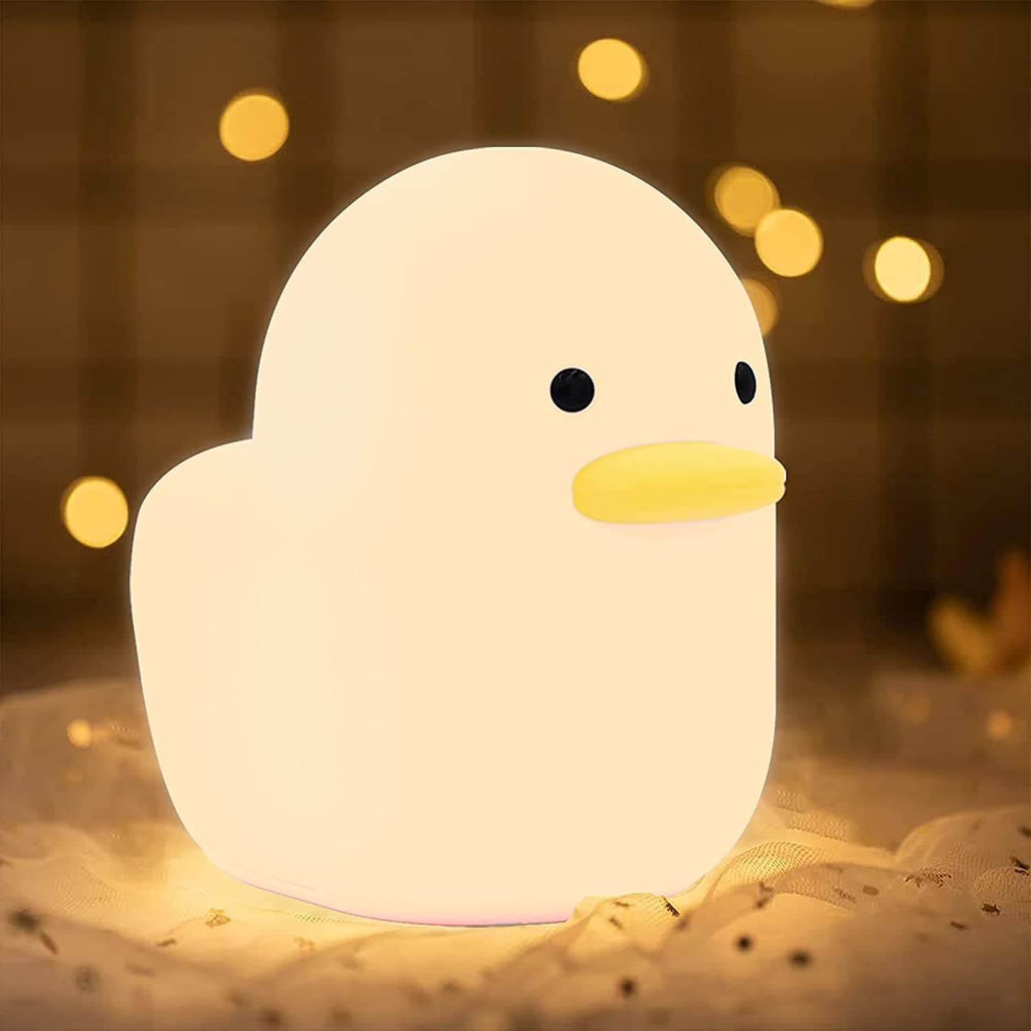 KASTWAVE Silicone Duck Night Light, Cute LED Duck Night Light for Kids, Rechargeable Night Lamp with Touch Sensor, Children Room Desk Decor Birthday Gifts for Baby Kids Women Teenager