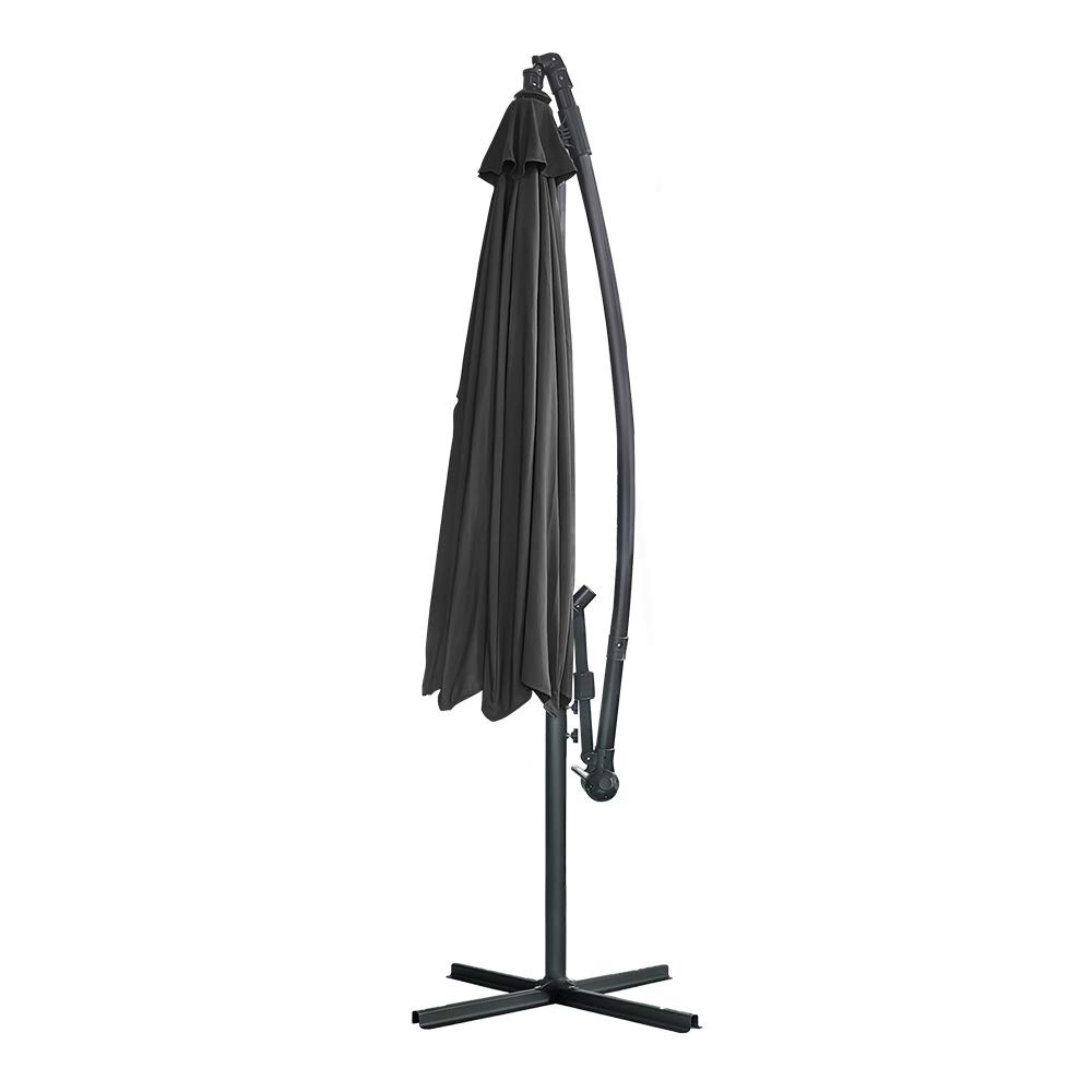LARS360 Ombrelloni da Giardino per Esterno Gazebo Piscina Giardino Terrazzo, Colore Antracite ø350cm Alluminio Poliestere Parasole con Base a Croce, Protezione UV Impermeabile
