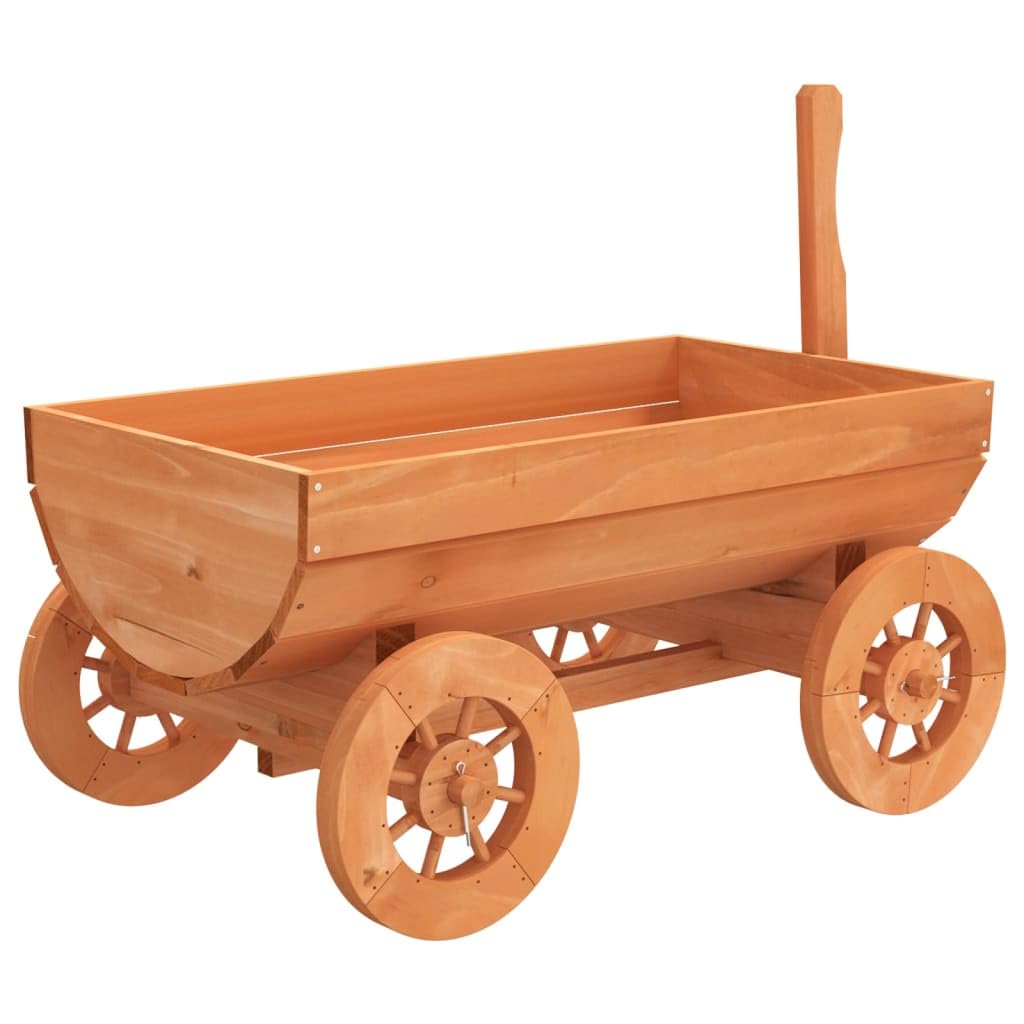 Deko-Wagen aus Tannenholz 70x43x54 cm, Blumenwagen für Garten und Terrasse, Pflanzwagen mit Rädern und Entwässerungsloch, Holzblumenkübel für Außenbereich