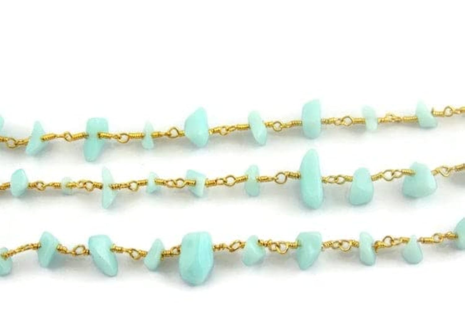 Chaîne aquamarine hydro uncut anti-ternissement en fil d'or enveloppé 24k