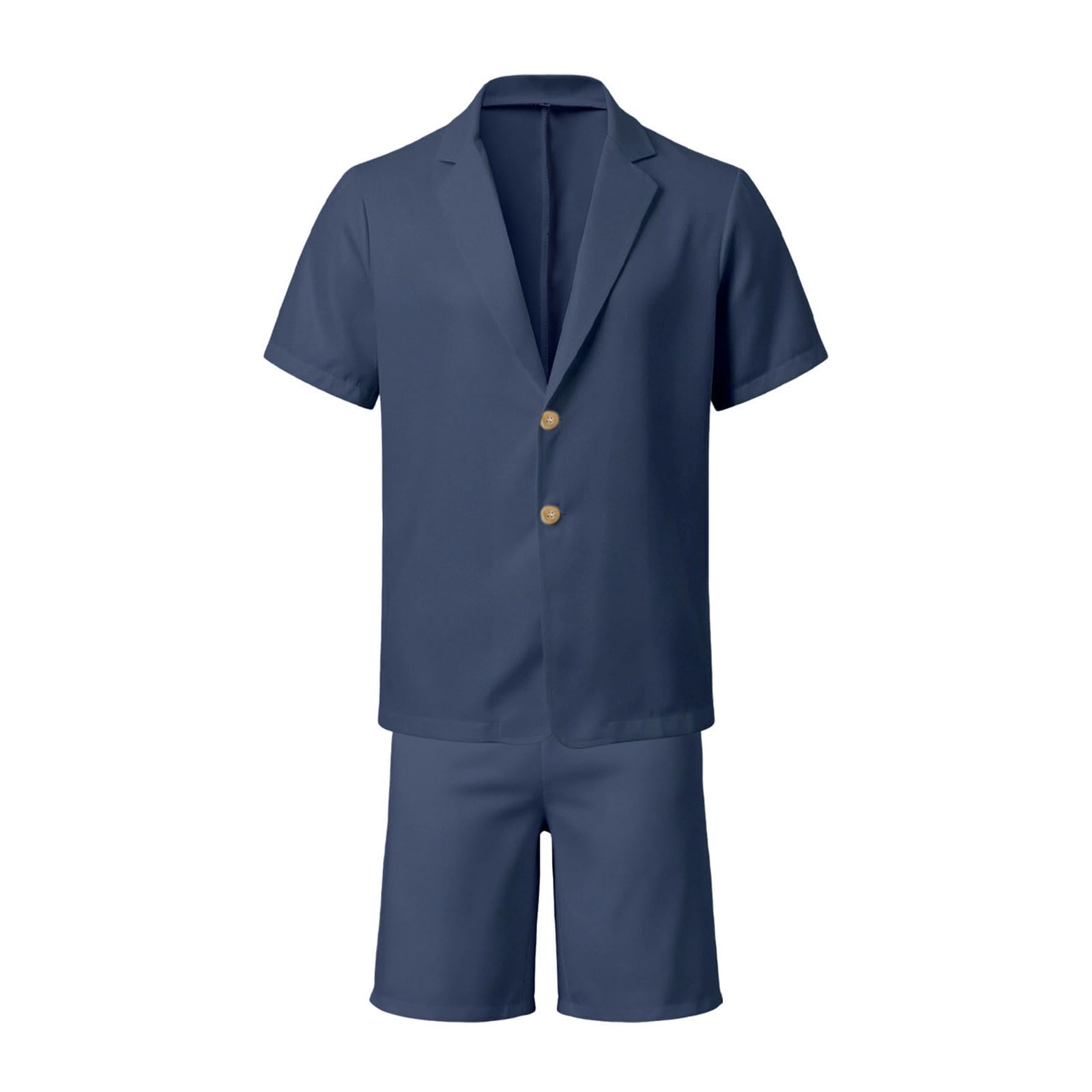 Generico Abito Uomo Elegante Completo 2 Pezzi con Blazer Maniche Corta Leggero e Pantaloncini Baggy Abiti da Cerimonia Estivo Casual per Matrimonio Lavoro Ufficio Uscire Festa,