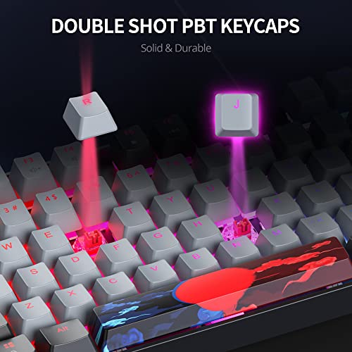 Image of 75 Percent Mechanical Gaming Keyboard, 87 Keys RGB Backlit Wired Keyboard TKL Compact Keyboard with Linear Red Switches for Laptop PC PS4 PS5 Xbox Gamer(87 Dolch)