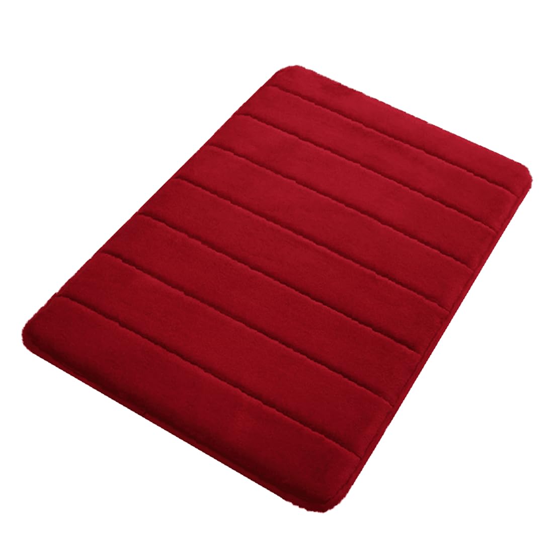 Tapis de bain épais en mousse à mémoire de forme, antidérapant, solide, absorbant, lavable en machine, ultra doux et confortable, pour buanderie, baignoire, rouge, 61 x 160 cm