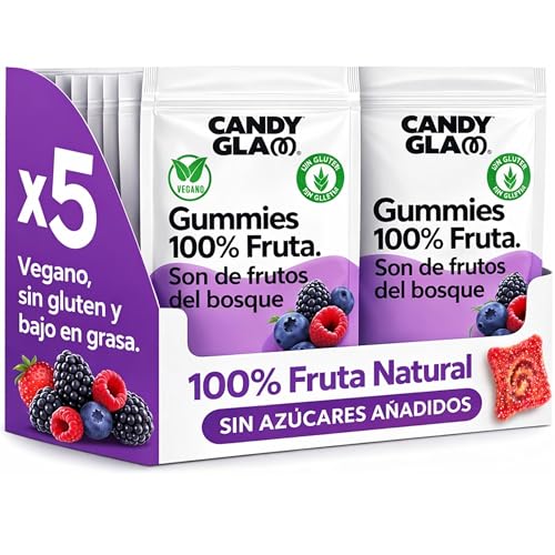 Gummies de Frutos del Bosque - Elaboradas 100% con Fruta - Sin Azúcares Añadidos ni Colorantes Artificiales - Alto en Fibra - Veganas y Sin Gluten - Snack Saludable y Natural - Pack 5 Bolsas