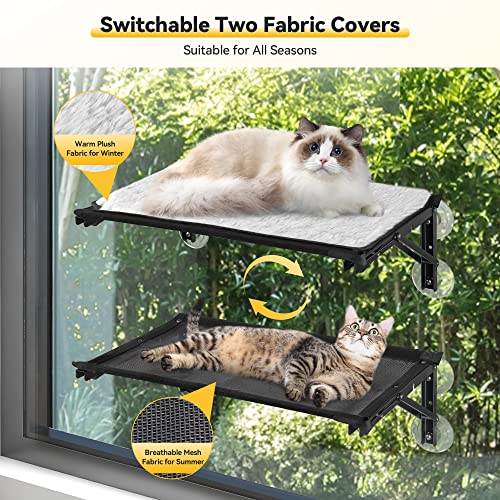 Nisien Foldable Cat Window Perch For Indoor Cats, Suction Cup Large Cat Window Hammock Seat Shelf With Sturdy Metal Frame Holder, Kitty Cordless Window Mounted Bed With Interactive Toys Black #TOP3