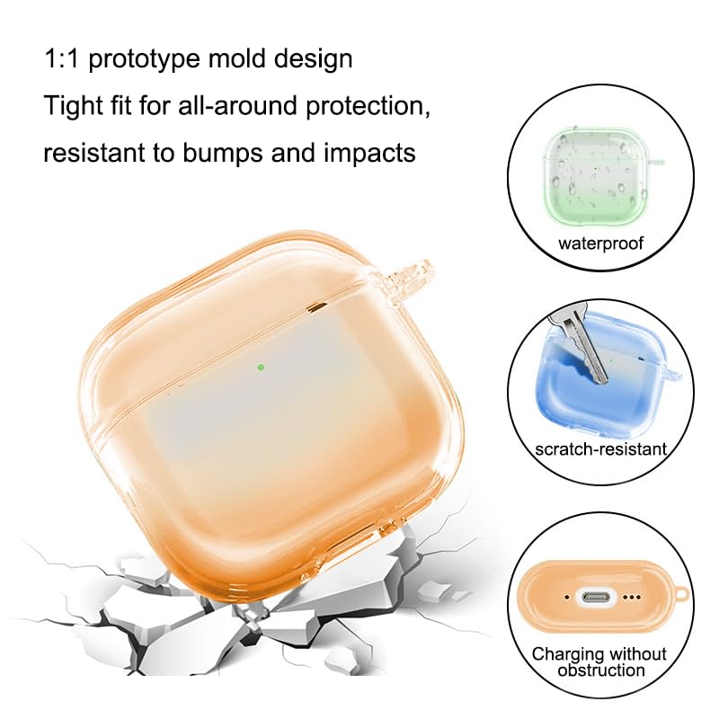 Custodia Per AirPods Pro 3 Con Portachiavi E Kit Pulizia - TPU Morbido, LED Visibile, Colore Arancione