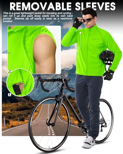 Image of 33,000ft Men's Cycling Jacket Long Sleeve, Waterproof Running Bike Vest Outerwear Reflective Windproof Sleeveless Jacket