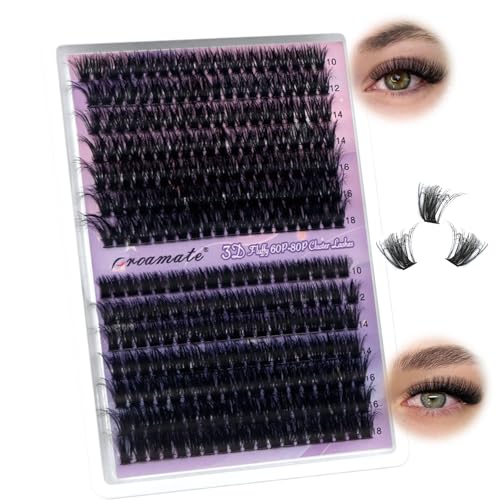Proamate Individual Cluster Lashes DIY Eyelash Soft Natural Easy Fan Lash False Lashes for Personal Use at Home (3D Fluffy 60D+80D)