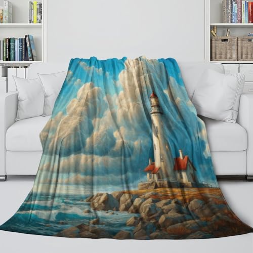 Plat plaid microfibre douce à motif imprimé 3D coastal scène d'évasion maritime chic - 6