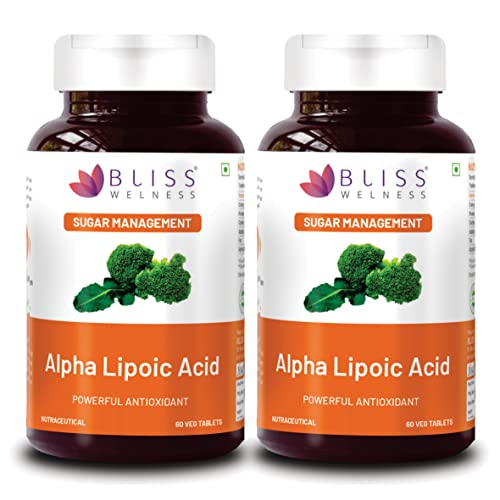 Image of Bliss Welness Alpha Lipoic Acid | Natural & Pure R Type ALA | Universal Antioxidant Liver Health Energy Booster Blood Sugar Management Supplement (Pack of 2 (120 Tablets))