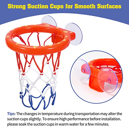 KSABVAIA Bath Toys - Bathtub Basketball Hoop for Kids Toddlers,Bath Toys Shower Toys for Kids Ages 4-8,Suction Cup Basketball Hoop & 4 Soft Balls Set for Boys Girls - Thumbnail 2