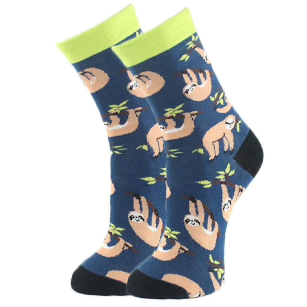 EZB Mens Novelty Patterned Crew Socks, 6/11/2020, Sloth Green
