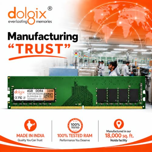 Image of Dolgix4GB DDR4 Desktop RAM 3200MHz | CL-22 | Desktop-Memory| U-DIMM | Long-DIMM | PC4-25600 |1Rx8 Single Rank | 3-Year Warranty (Made in India)