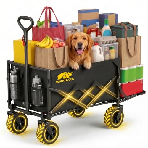 MIKKUPPA 180L 340LBS Collapsible Wagon with Tailgate Utility & Portable