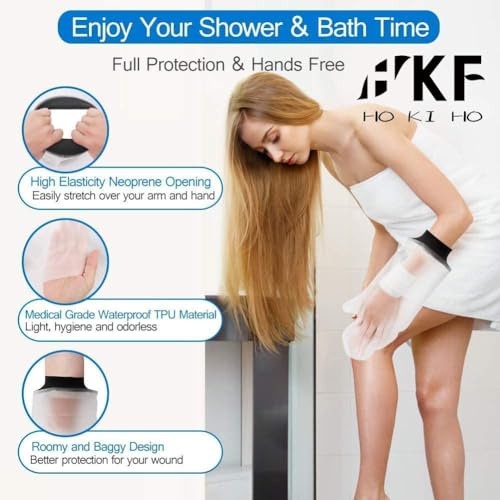 HKF HO KI HO Adult Waterproof Hnad Cast Cover for Shower - Reusable Protector Hand Sleeve Made with Stretchy Neoprene Seal (Adult Hand) - Image 7