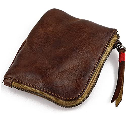 Sunwes Monedero de cuero, para mujeres y hombres, cartera vintage hecha a mano, bolsa para tarjetas, monederos
