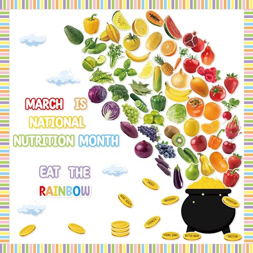 CPicdn 126Pcs National Nutrition Month Bulletin Board Classroom Decoration, Healthy