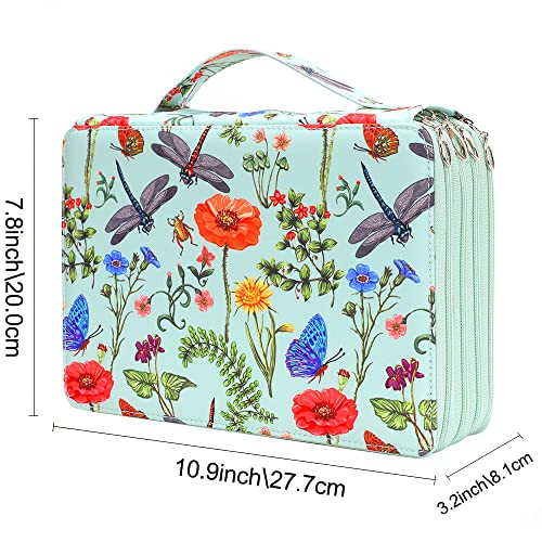 Image of Vomgomfom 200 Slots Pencil Case 4-Layer PU Leather, Handle, Green
