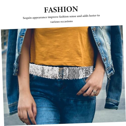 4pcs Sequin Waist Belt Elastic Glitter Stretch Waistband with Metal Buckle for Women for Dressy Occasions Comfortable Flexible Design3