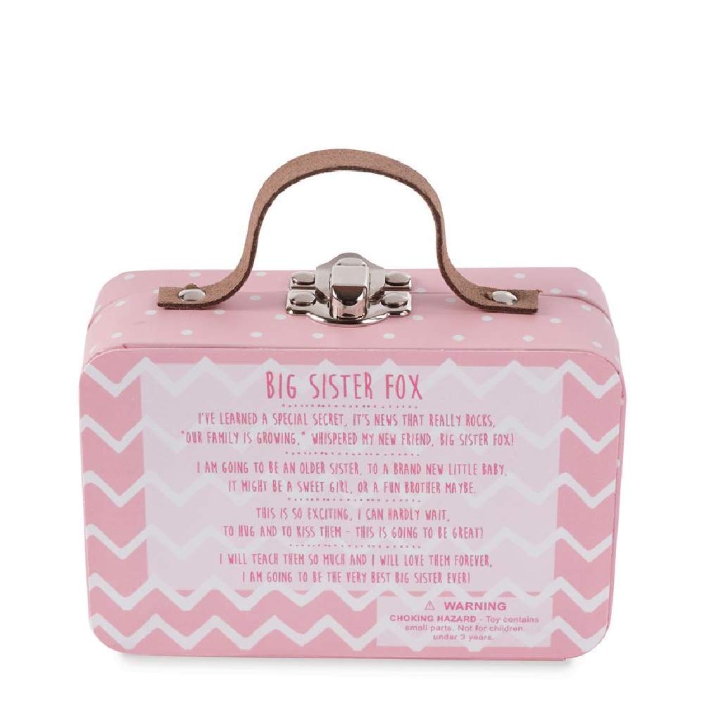 Mud Pie Mini"I'm A Big Sister" Fox Set, Pink, 4.5" x 3"x 1.5" , 2 Piece Set