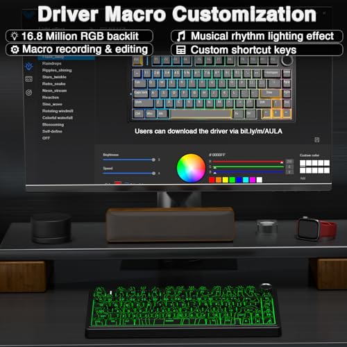 Image of AULA F75 Pro Wireless Mechanical Keyboard with Knob,75% Hot Swappable Custom Gaming Keyboards,RGB Backlit,Pre-lubed Switches,Side Printed PBT Keycaps Creamy Sounding Computer Keyboard, Line Black