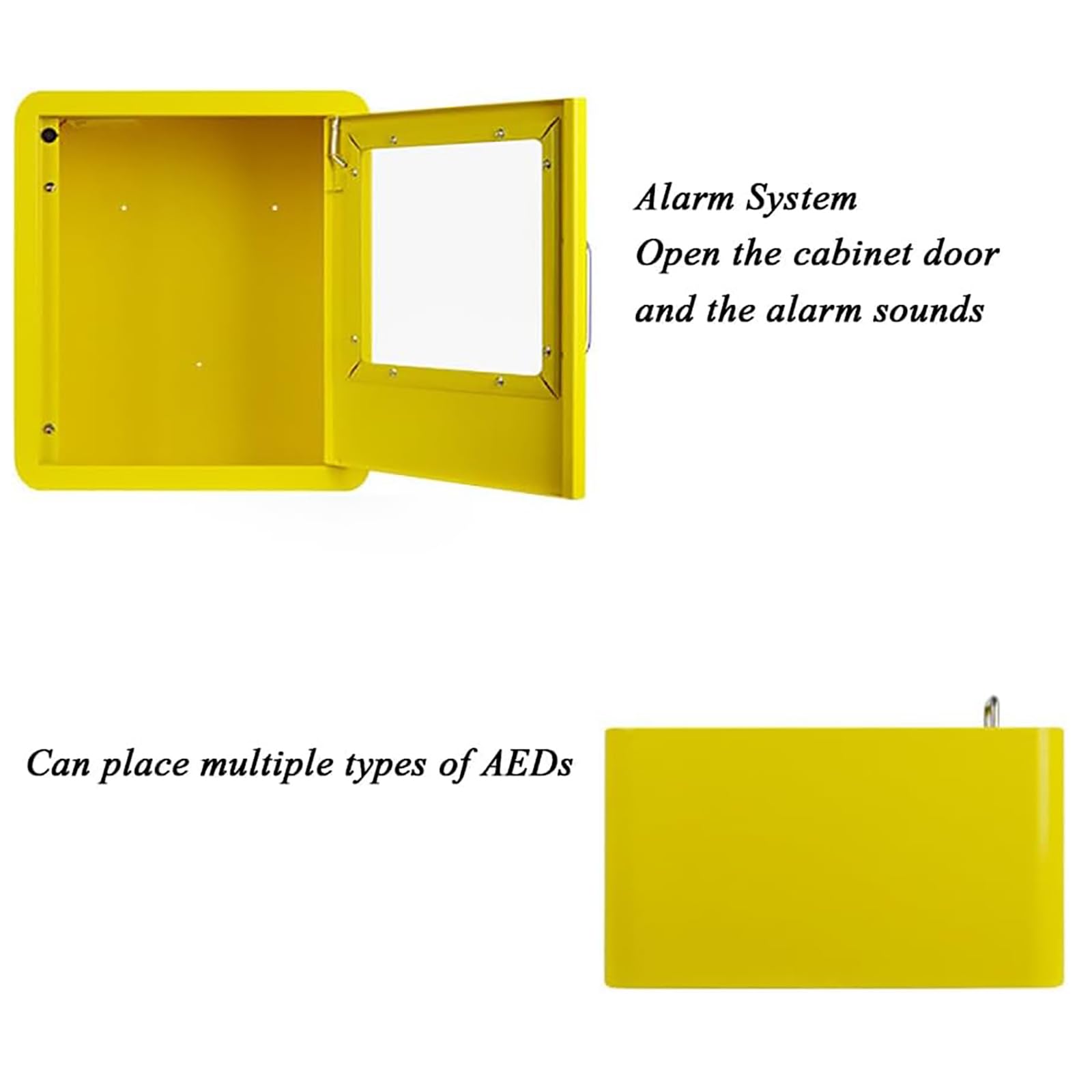Armadietto per defibrillatore AED, Mobiletto for defibrillatore semiautomatico esterno, finestra in vetro trasparente e design con angoli arrotondati for ufficio domestico aree pubbliche