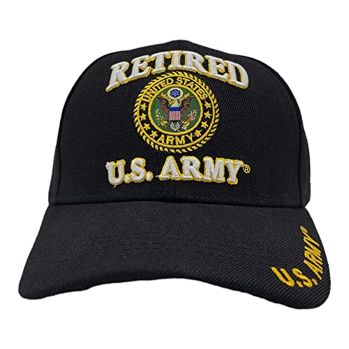 U.s. Army Cap"Retired U.s. Army" With U.s. Seal In Solid Black #TOP2