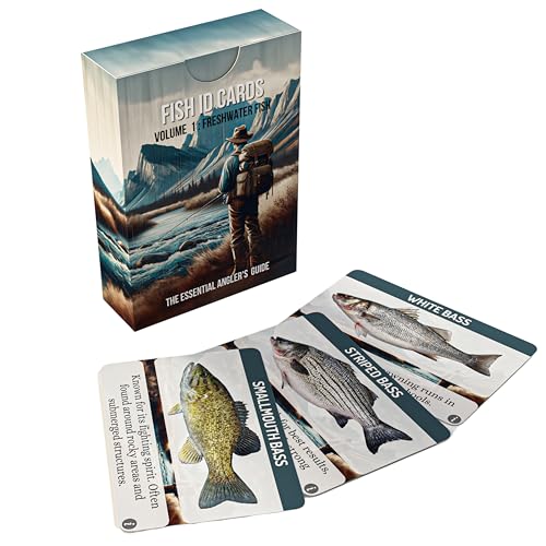 Freshwater Fishing ID Cards: Waterproof, 52-Identification Card Set for Anglers - Learn Fish Species, Techniques, & Tips. The Ultimate in Fishing Accessories, fits in Any Tackle Box.