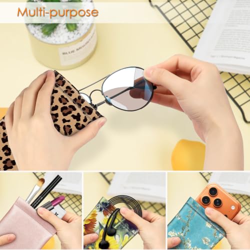 Image of FINTIE Soft Eyeglasses Case with Cleaning Cloth, Portable Squeeze Top Vegan Leather Glasses Pouch, Sunglasses Eyewear Bag