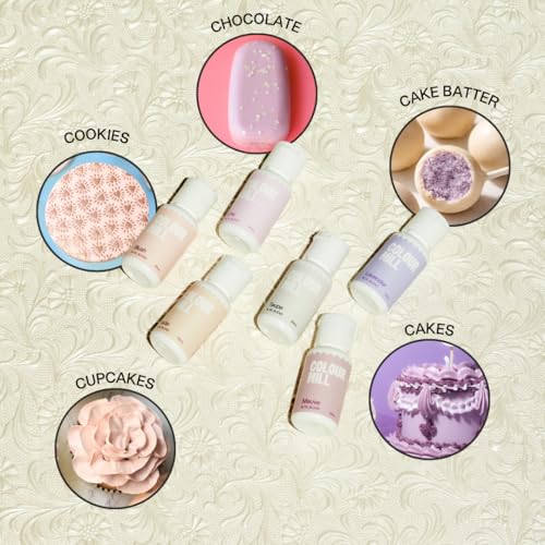 Image of Colour Mill Oil Blend Food Coloring, Bridal Pack - 20 Milliliters Each of 6 Colors: Blush, Lavender, Lilac, Mauve, Nude and Taupe
