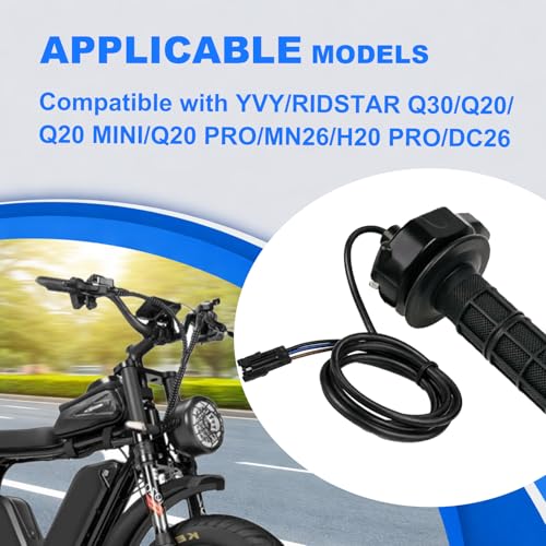 Image of Full Twist Throttle for Ridstar Q20, Surron Throttle with Ignition Switch, Ebike Throttle Grips Cable Kit Compatible with Ridstar Q20 Electric Dirt Bike