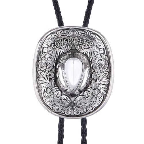 Image of Jeilwiy Bolo Tie for Men Western Cowboy Tie Necklace Gold Bolo Tie Leather Necktie Halloween Tie Accessories for Women