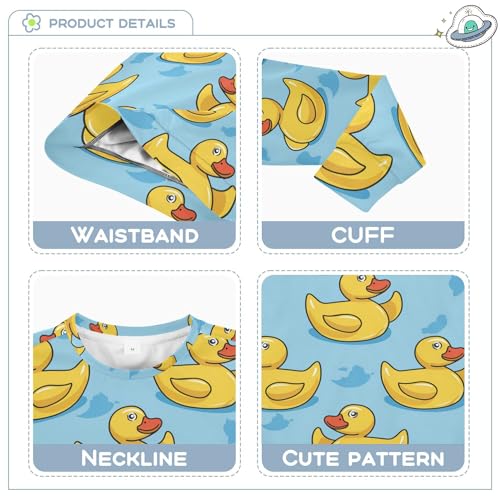 JUNZAN Cute Cartoon Rubber Ducks Blue Kids Girls Sweatshirt Hoodie Fleece Hoodie for Boys Athletic 4T3