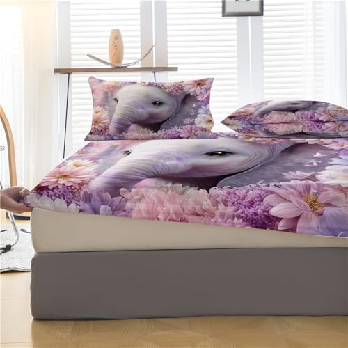Drap housse éléphanteau en microfibre douce et infroissable