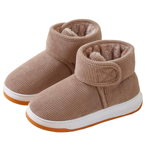 Winter High-Top Plush Slippers for Men and Women - Indoor/Outdoor Non-Slip Warm Cotton Shoes with Thickened Fleece Lining and Durable Rubber Sole