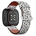 CJBROES Replacement Leather Watch Band, Compatible with Fitbit Versa 3 and Fitbit Sense of Wristband Bracelet Accessory - floraldaisy