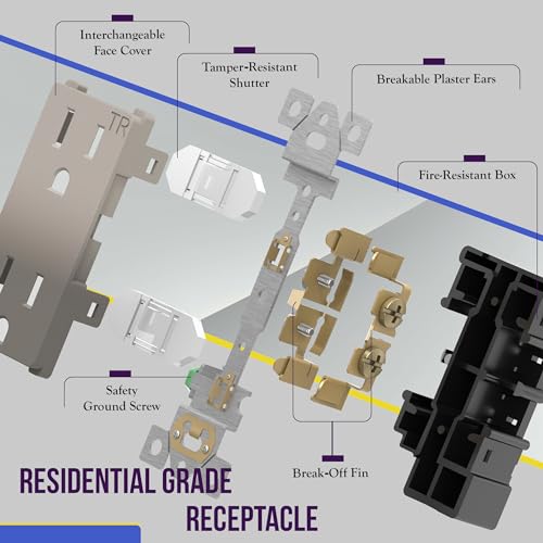 Image of ENERLITES Elite Series Decorator Receptacle Outlet Child Safe Tamper-Resistant, Gloss Finish, Self-Grounding, Residential Grade, 15A 125V Standard Electrical Wall Outlet, UL Listed, Nickel 10 Pack
