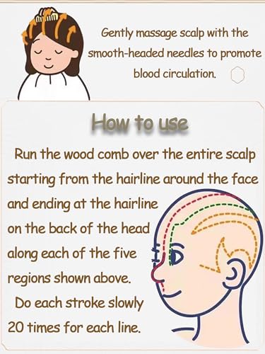 Wooden Scalp Massager & Head Massager, Natural Green Sandalwood Wide Tooth Comb for Scalp Care, Hair Growth, Stress Relief & Relaxation, Handheld Wood Therapy Massage Tool - Image 5