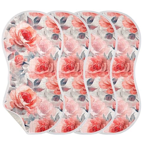 xigua Watercolor Rose Floral Baby Burp Cloths for Newborn Boys and Girls 1 Pack, Soft & Absorbent Cotton Baby Burp Cloth, Baby Washcloths, Newborn Towel, Burp Rags3
