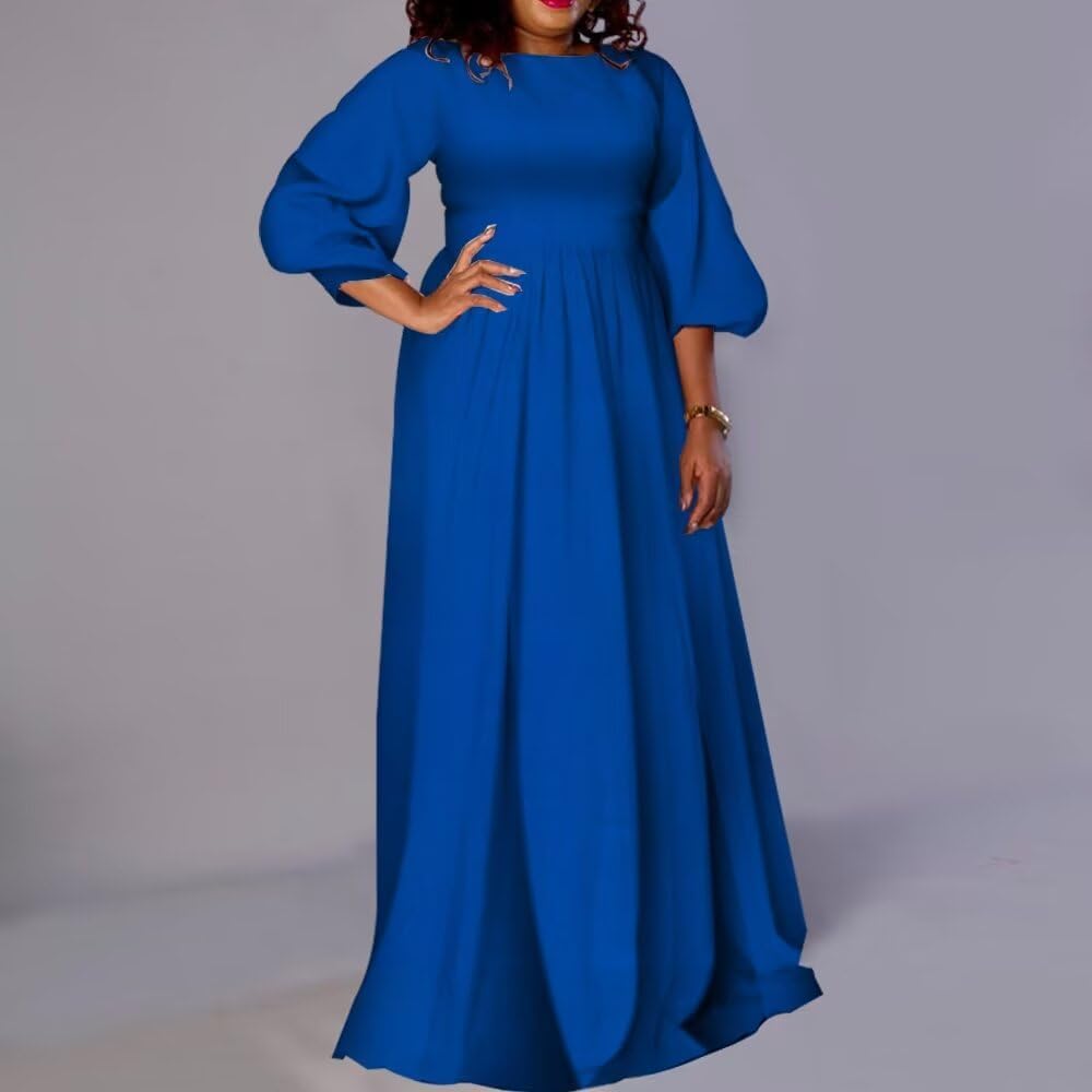 Afrilisco Satin Dresses for Women Elengant Wedding Guest Dress Lady African Dashiki Party Dresses O-Neck Cocktail Long Dress - Image 2