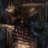 Kanworse Peel and Stick Wallpaper Ancient Tree Library Spiral Bookshelves Magical Atmosphere Removable Renter Friendly Wall Paper Self-Adhesive Contact Paper for Bedroom Bathroom Decor 17.7in x 9.8ft