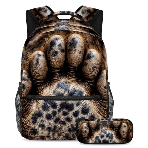 Cartables grande capacité lot de 2 avec trousse motifs pattes de chien et chat taille L