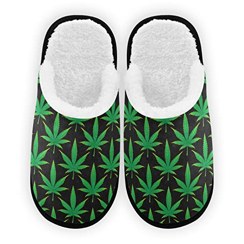 Floral Leaf Slippers, Soft Memory Foam Non-Slip Indoor House Slippers Home Shoes for Bedroom Hotel Travel Spa