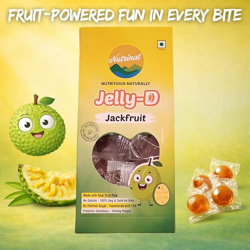 Image of Nutrinat Jelly D Jackfruit - Fruit Jelly Candy (Pack of 2 x 20 Pieces) | No Gelatin, No Refined Sugar | Plant-Based Pectin Toffee | Healthy Fruity Snacks for All