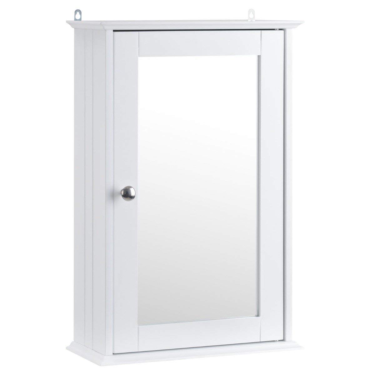 CHRISTOW Mirrored Bathroom Wall Mounted, Small White Wooden