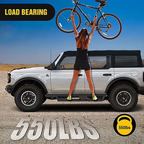 Image of Nilight Running Boards for 2021 2022 2023 2024 2025 2026 Ford Bronco 4 Door Dual-Stage Textured Black Powder Coated Slip-Proof Side Step Nerf Bars