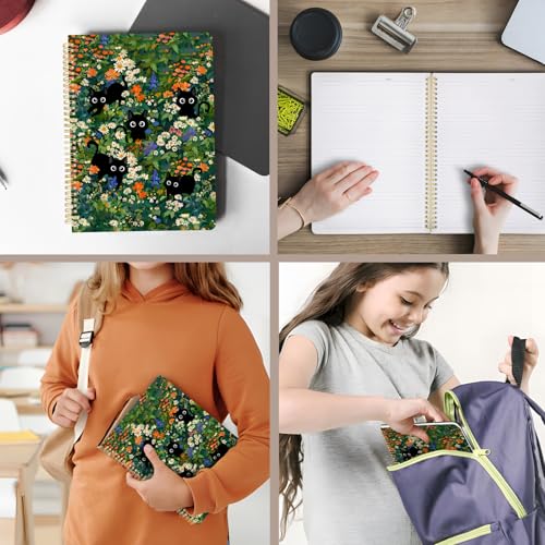Image of Cute Spiral Notebook 8.5 x 11 lined Journal A4 with Pocket, Cat | 70 page, Note Book with Pocket, Large, Big, Hard Cover, Aesthetic, Pretty Design, for Women, Girls, Kawaii