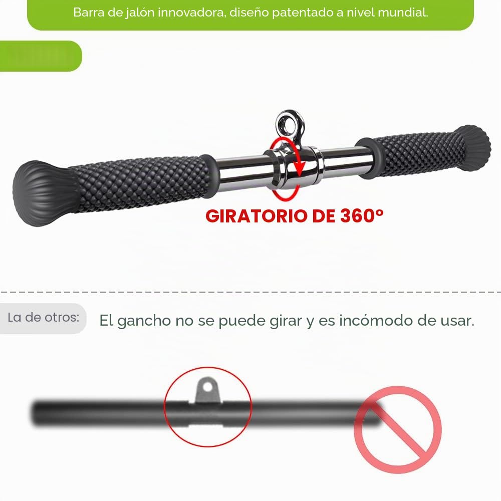 SELEWARE LAT Accesorios de la Máquina de Barra de Cable de Pull - Down para Gimnasio, Barra Recta Giratoria con Mango de Goma Antideslizante, para el Sistema de Poleas de la Banda de Resistencia