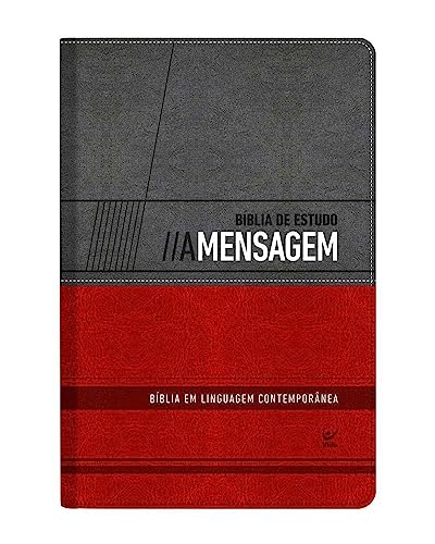 Bíblia de Estudo - A Mensagem - Capa Luxo - Cinza e Vermelho
